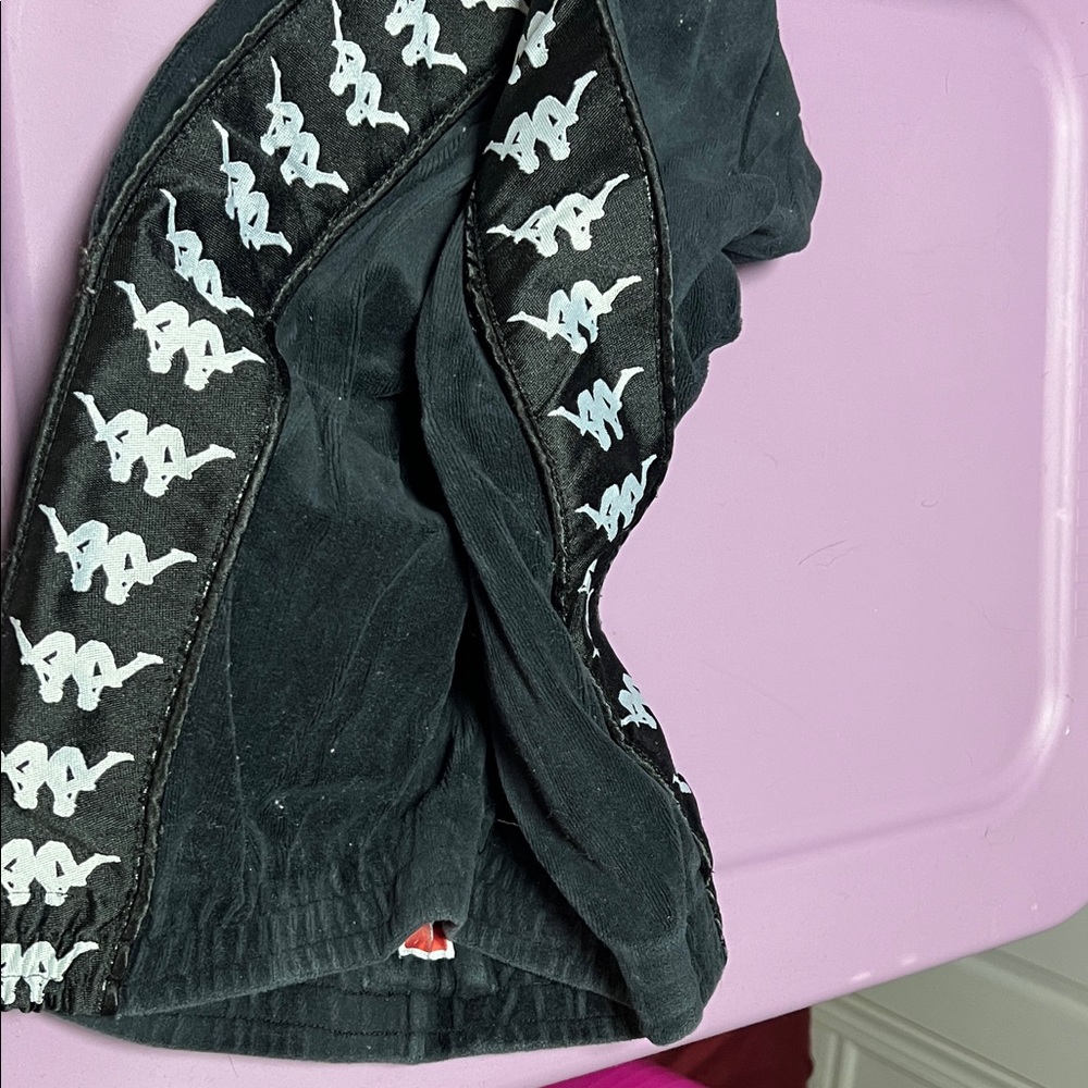 Kappa Black Velour leggings with White Logo